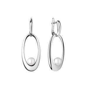 Cercei argint lungi cu perle naturale albe si tortita DiAmanti SK19479EL-W-G (Argint 925‰ 6 g.)